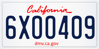 CA license plate 6XOO409