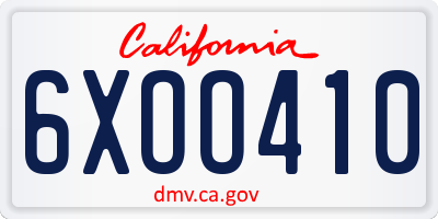 CA license plate 6XOO410