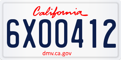 CA license plate 6XOO412