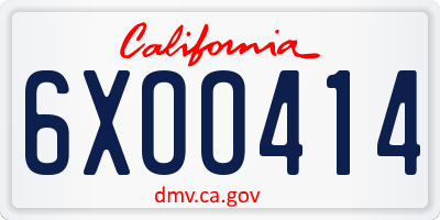 CA license plate 6XOO414