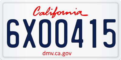 CA license plate 6XOO415
