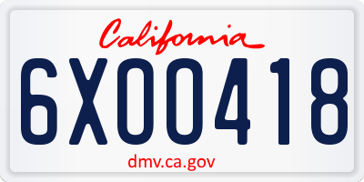 CA license plate 6XOO418