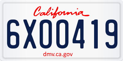 CA license plate 6XOO419