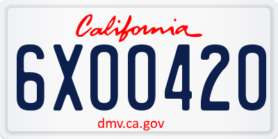 CA license plate 6XOO420