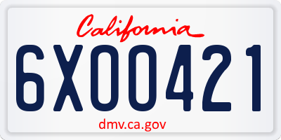 CA license plate 6XOO421