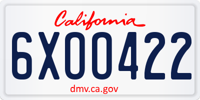 CA license plate 6XOO422