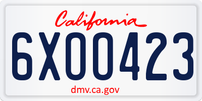 CA license plate 6XOO423