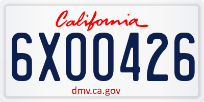 CA license plate 6XOO426