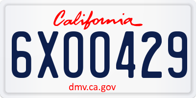 CA license plate 6XOO429