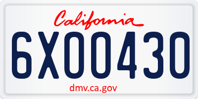 CA license plate 6XOO430