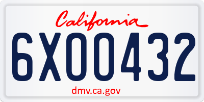 CA license plate 6XOO432