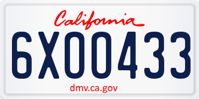 CA license plate 6XOO433