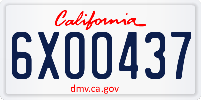 CA license plate 6XOO437
