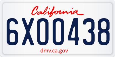 CA license plate 6XOO438
