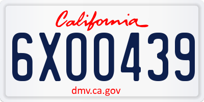 CA license plate 6XOO439