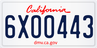 CA license plate 6XOO443