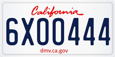 CA license plate 6XOO444