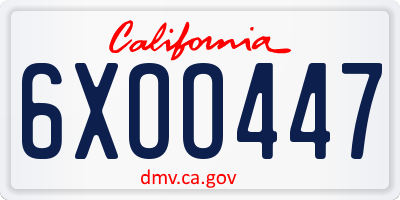 CA license plate 6XOO447
