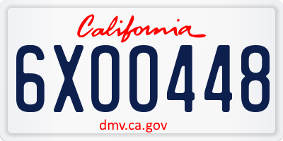 CA license plate 6XOO448