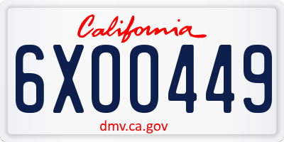 CA license plate 6XOO449