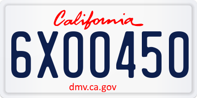 CA license plate 6XOO450