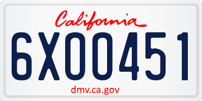 CA license plate 6XOO451