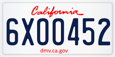 CA license plate 6XOO452