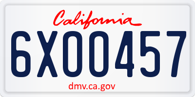 CA license plate 6XOO457