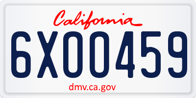 CA license plate 6XOO459