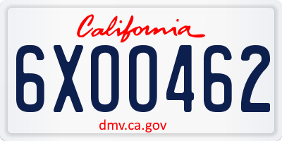 CA license plate 6XOO462