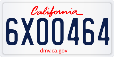 CA license plate 6XOO464
