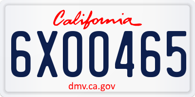CA license plate 6XOO465