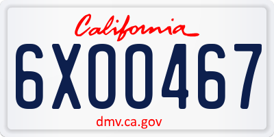 CA license plate 6XOO467