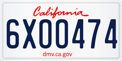 CA license plate 6XOO474