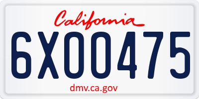 CA license plate 6XOO475