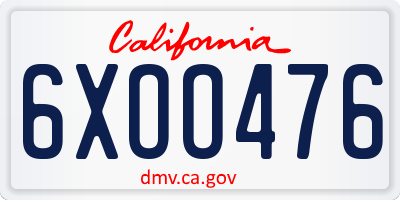 CA license plate 6XOO476