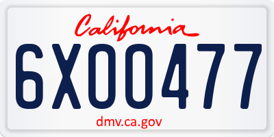 CA license plate 6XOO477