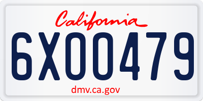 CA license plate 6XOO479