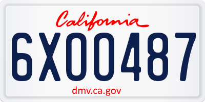 CA license plate 6XOO487