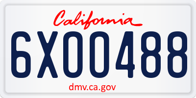 CA license plate 6XOO488