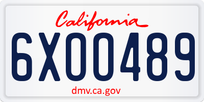 CA license plate 6XOO489