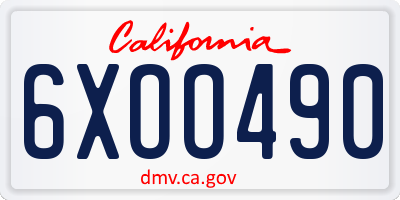 CA license plate 6XOO490