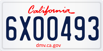 CA license plate 6XOO493