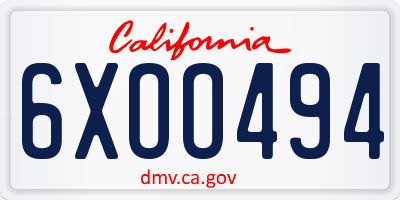 CA license plate 6XOO494