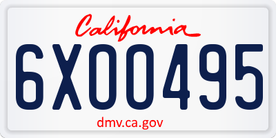CA license plate 6XOO495