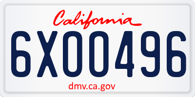 CA license plate 6XOO496