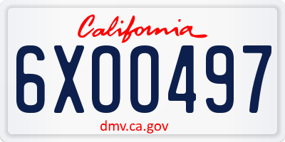 CA license plate 6XOO497