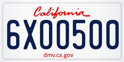 CA license plate 6XOO500