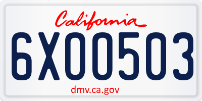 CA license plate 6XOO503