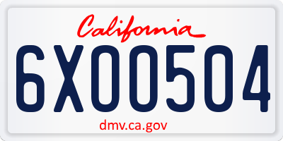 CA license plate 6XOO504
